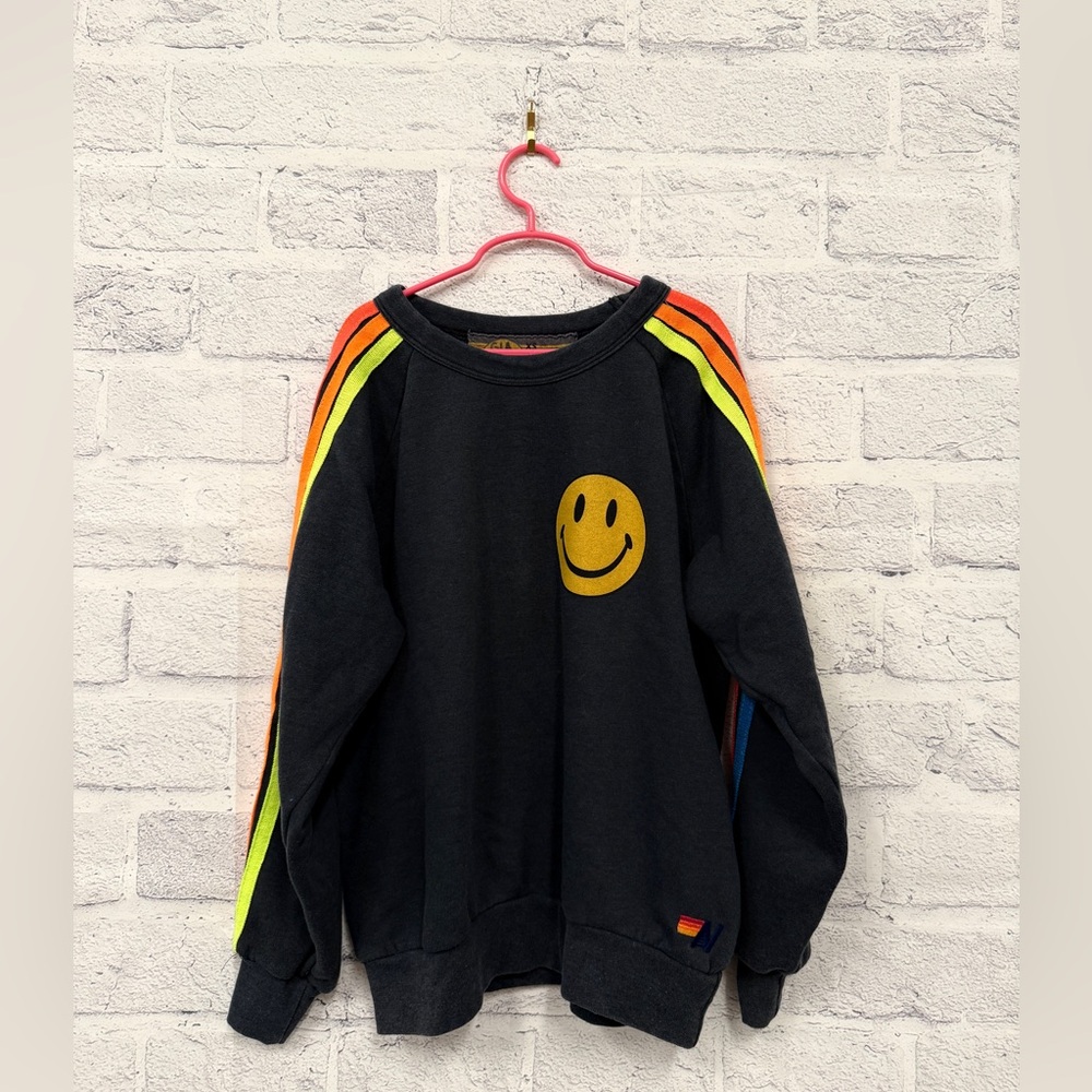 Aviator Nation Women’s 5 Stripe Charcoal Sweatshirt (Size XS)